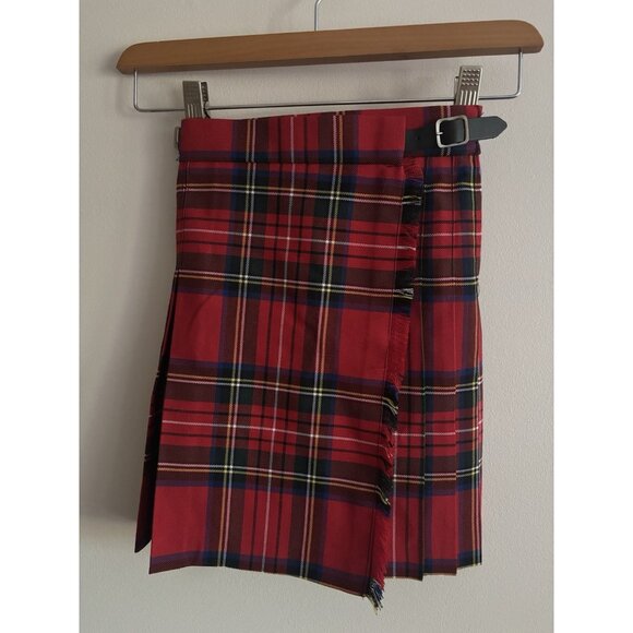 James Pringle Weavers Childs Scottish Wool Plaid Kilt Tartan Red Buckle 5 - Picture 1 of 7